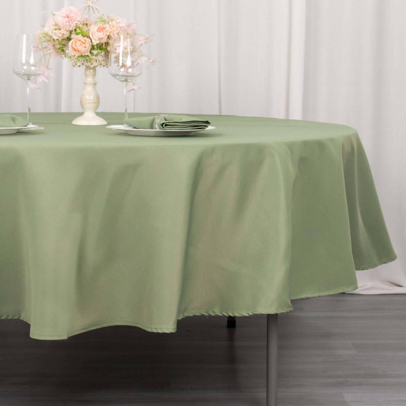 Premium Polyester 90" Round Tablecloth Dusty Sage Green - Stain and Wrinkle-Resistant Design with 220GSM Thickness Table Cover