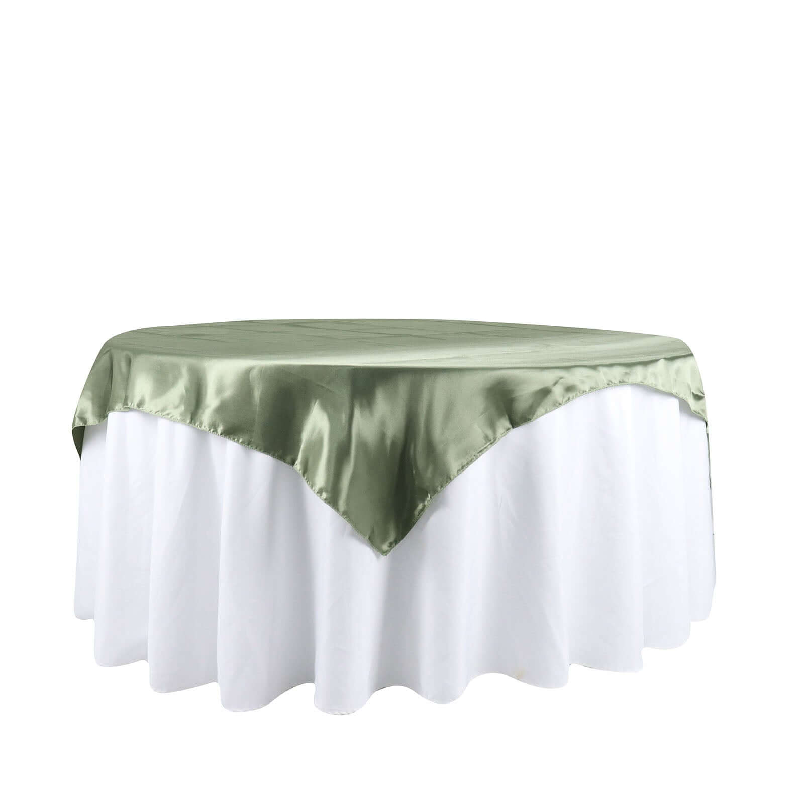 Satin 60"x60" Table Overlay Square Tablecloth Dusty Sage Green - Smooth Silky Touch Table Cover