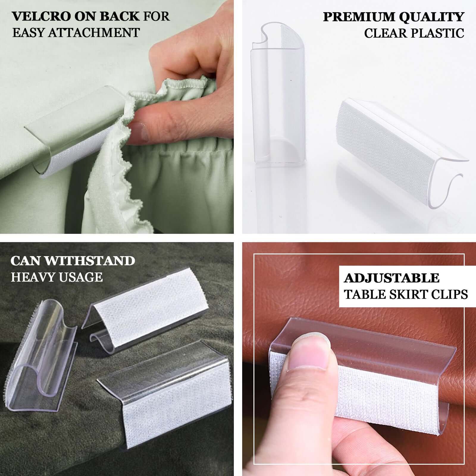 12Pcs 0.4" Adjustable Large Plastic Table Skirt Clips