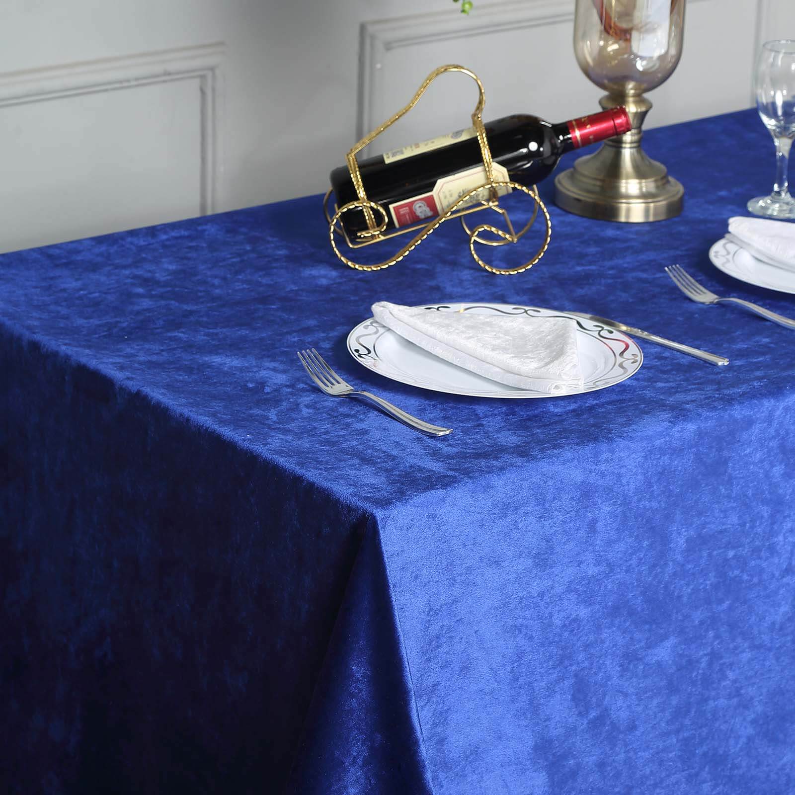 Premium Velvet 90"x132" Rectangle Tablecloth Royal Blue - Reusable Soft & Seamless Table Cover