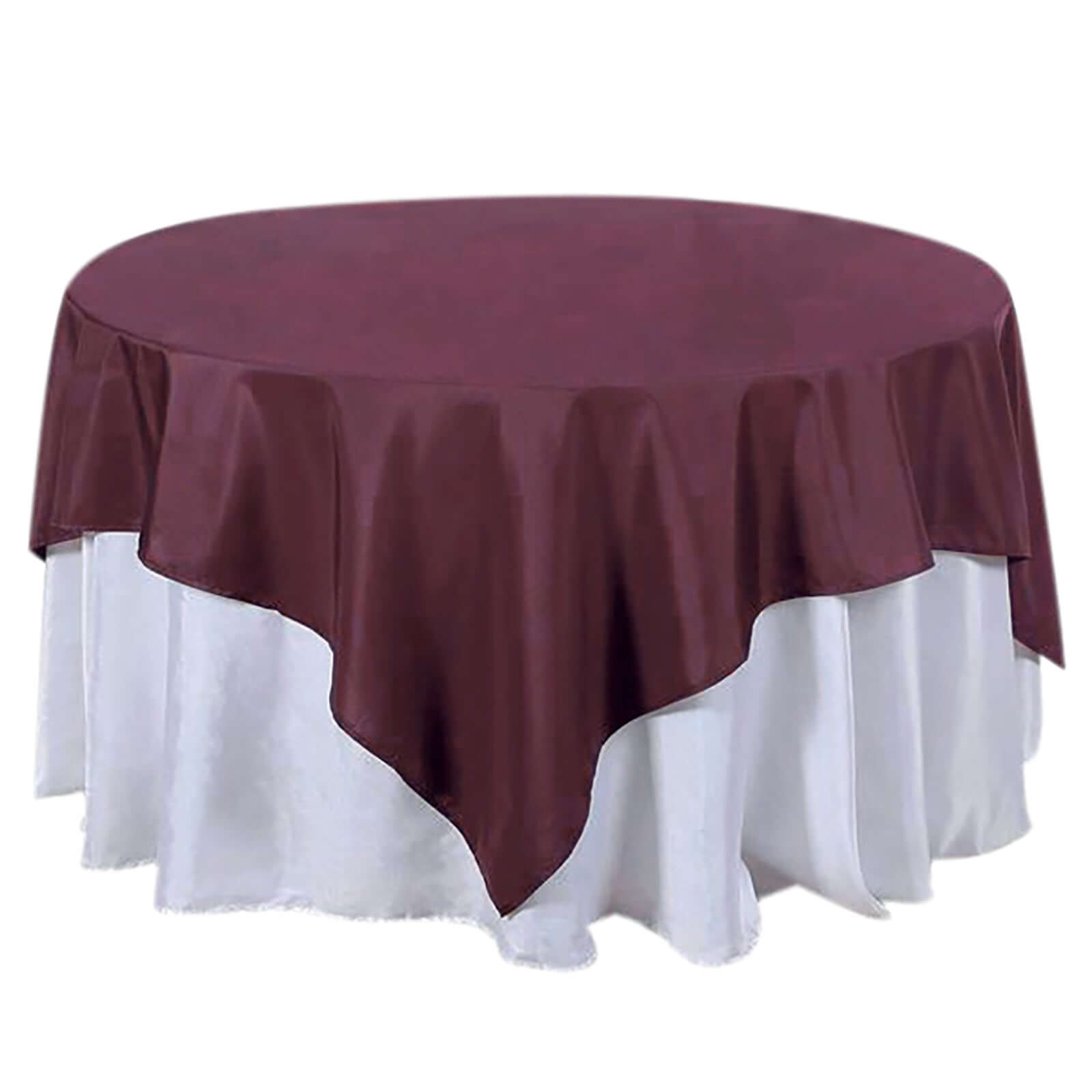 Polyester 70"x70" Table Overlay Square Tablecloth Burgundy - Wrinkle-Resistant & Durable Table Cover