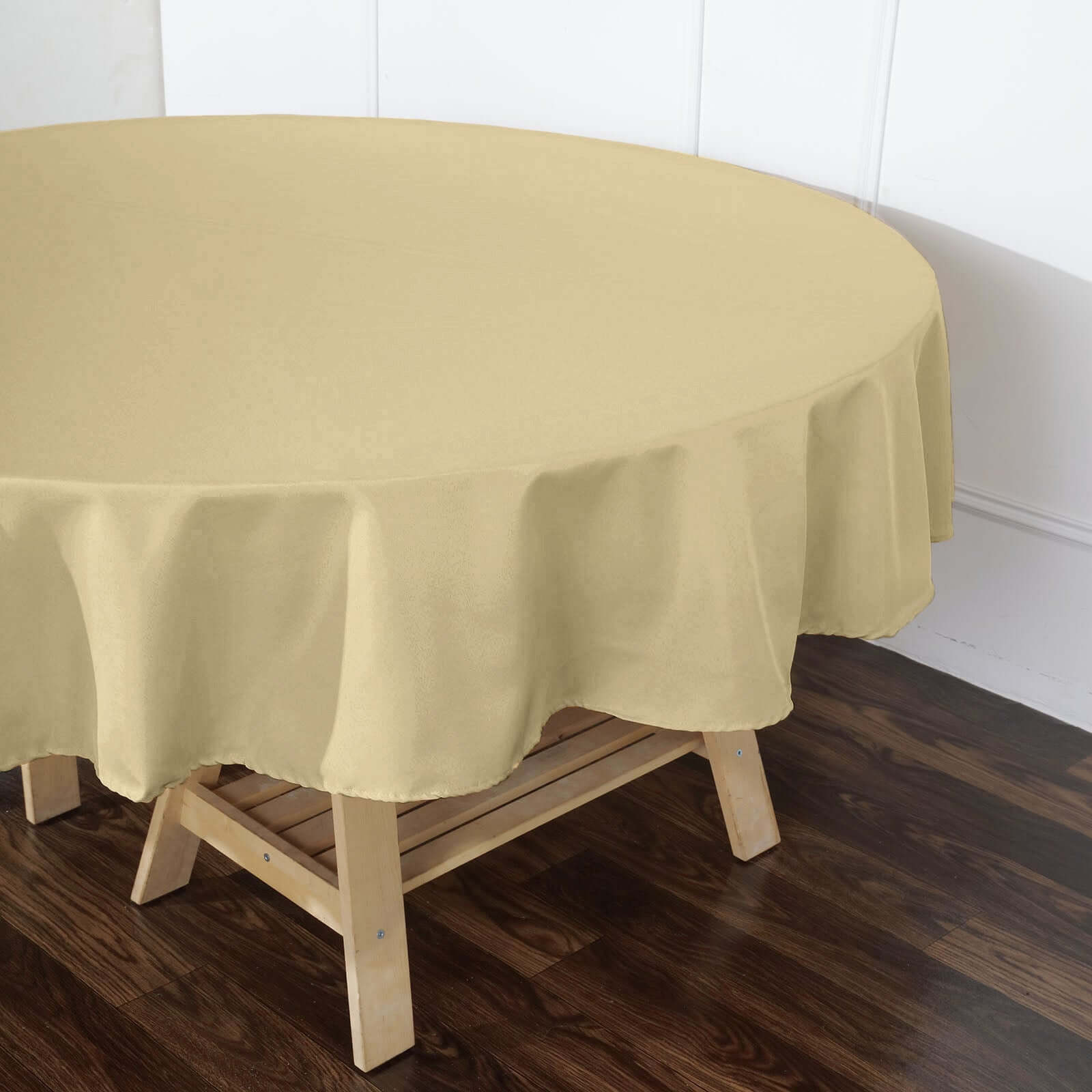 Polyester 90" Round Tablecloth Champagne - Stain & Wrinkle-Resistant Table Cover