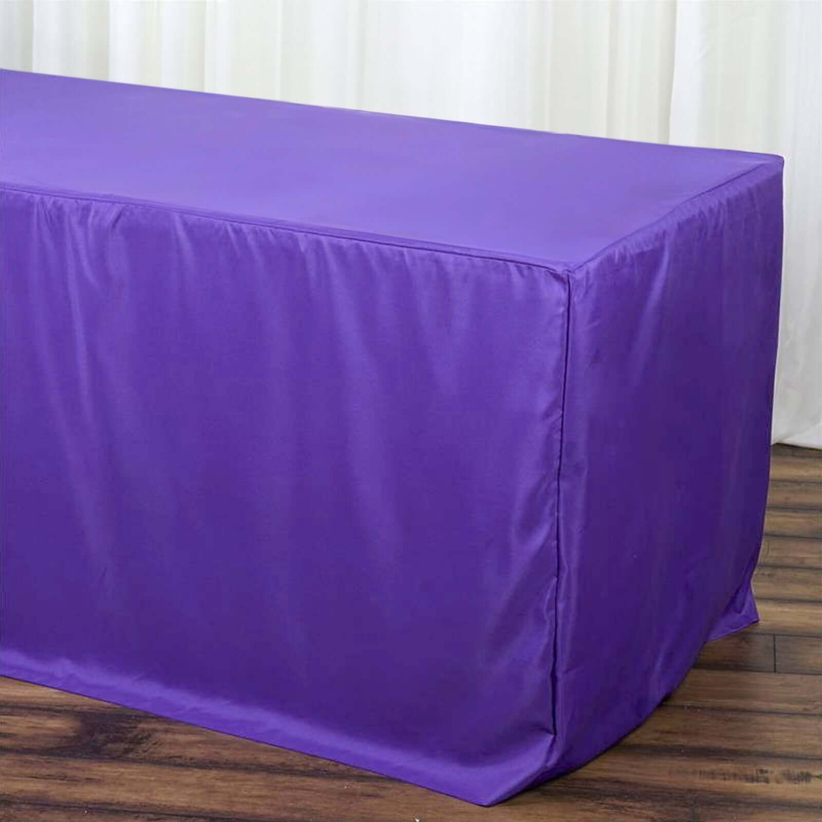 Fitted Polyester 72"x30" Rectangle Tablecloth Purple - Durable and Easy to Maintain Table Cover
