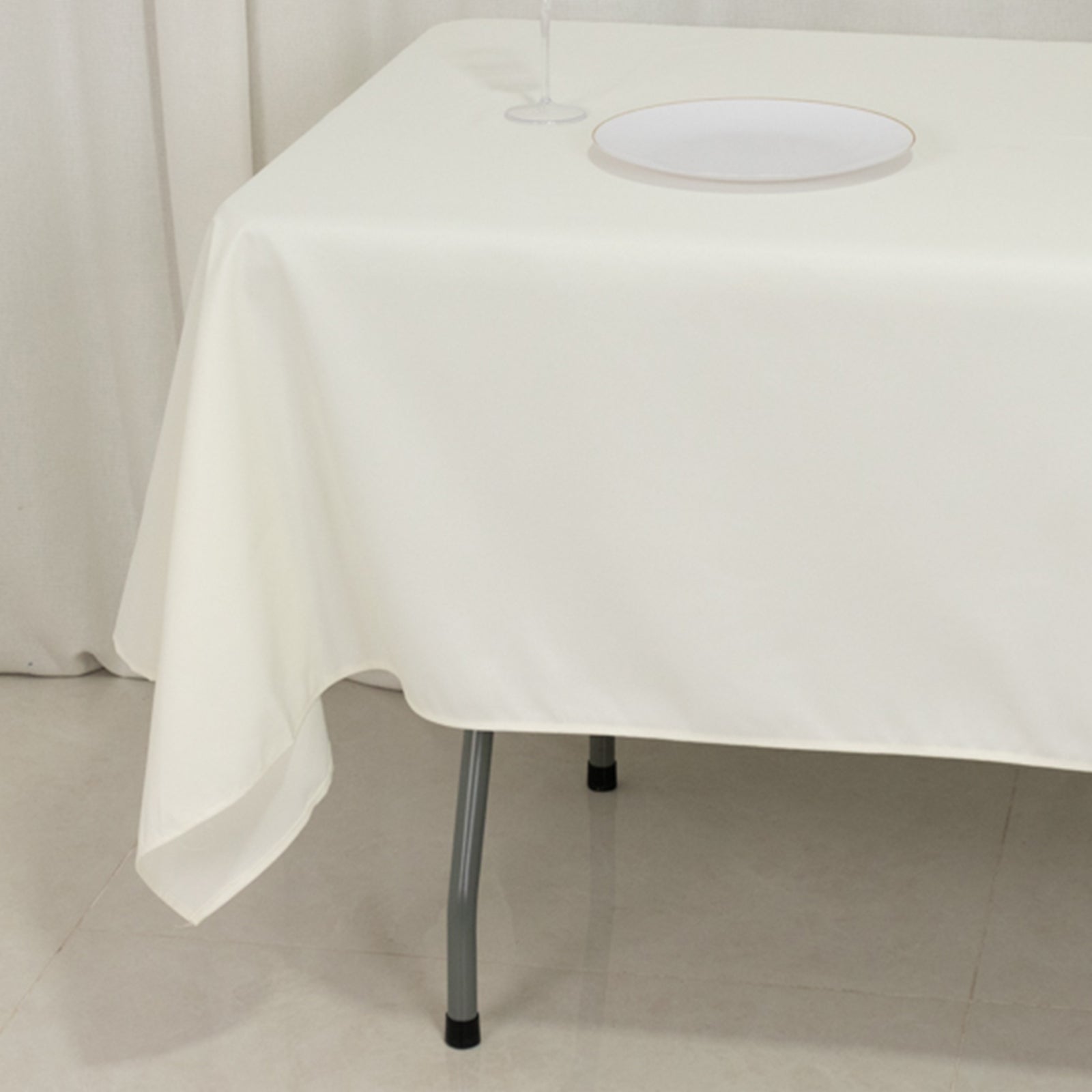 Fire Retardant Premium Polyester 60"x102" Rectangular Tablecloth Ivory - High-Performance Table Cover