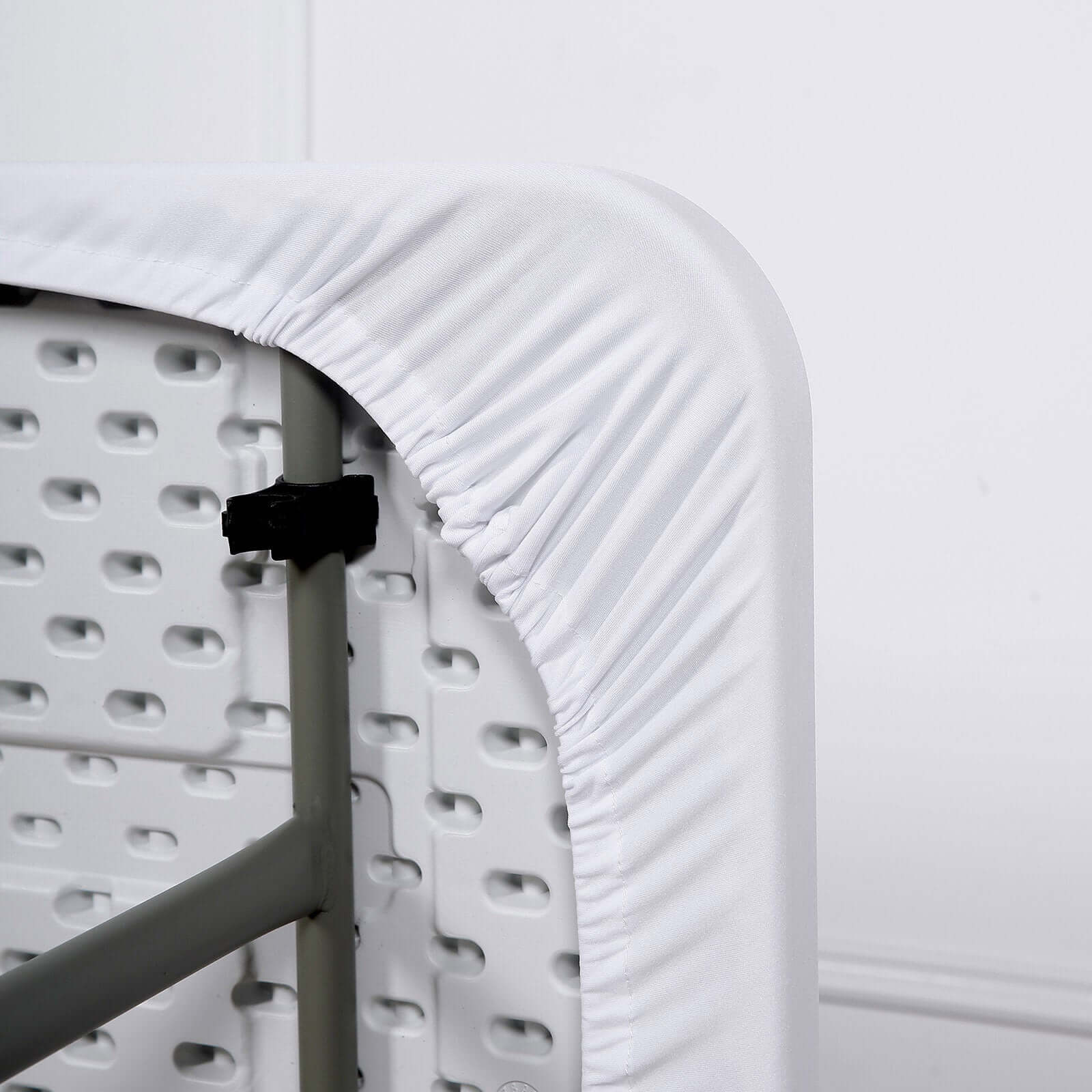 Stretch Spandex 72"x30" Rectangle Tablecloth Top Cover White - Sleek & Durable Fitted Table Topper Cap