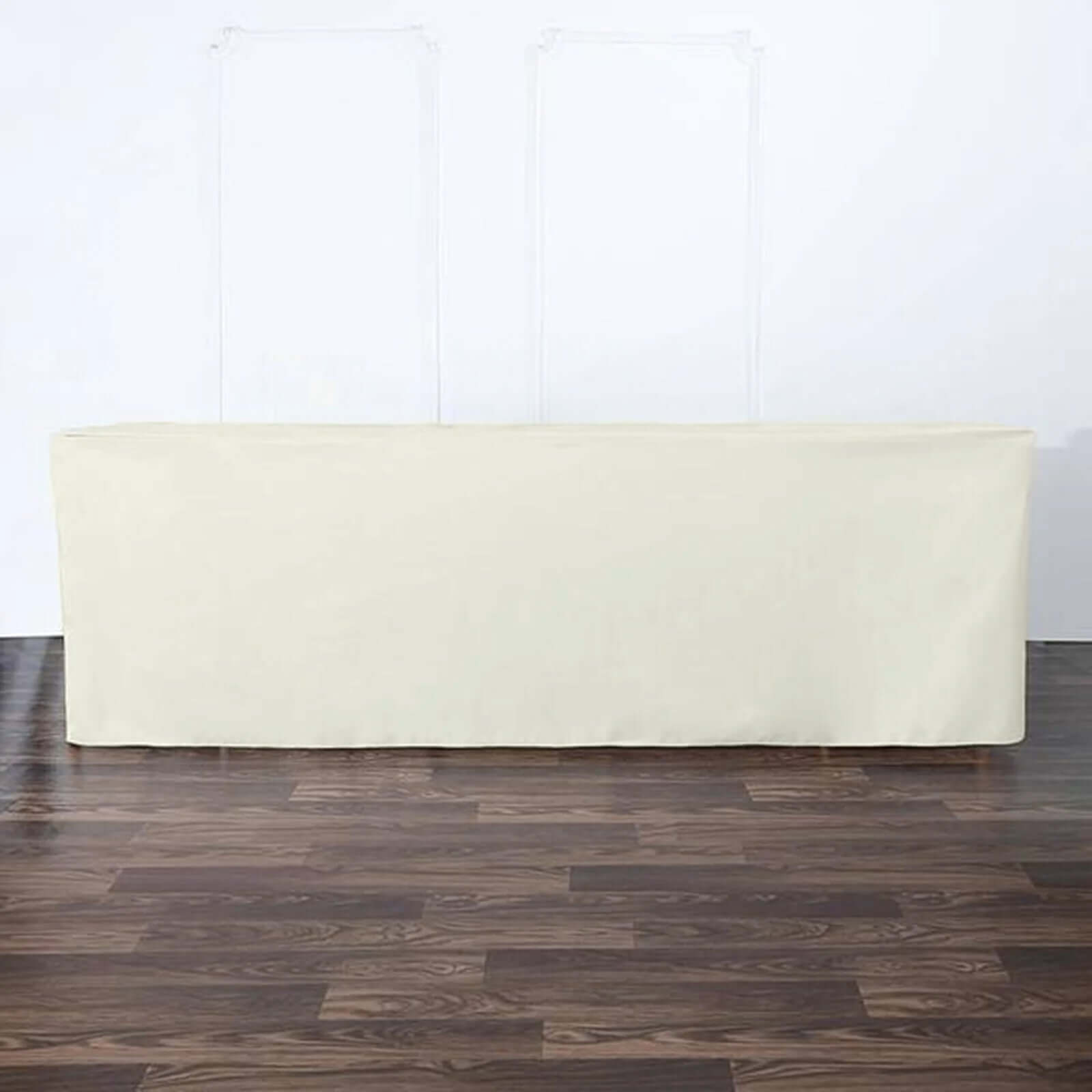 Fitted Polyester 96"x30" Rectangle Tablecloth Ivory - Durable and Easy to Maintain Table Cover