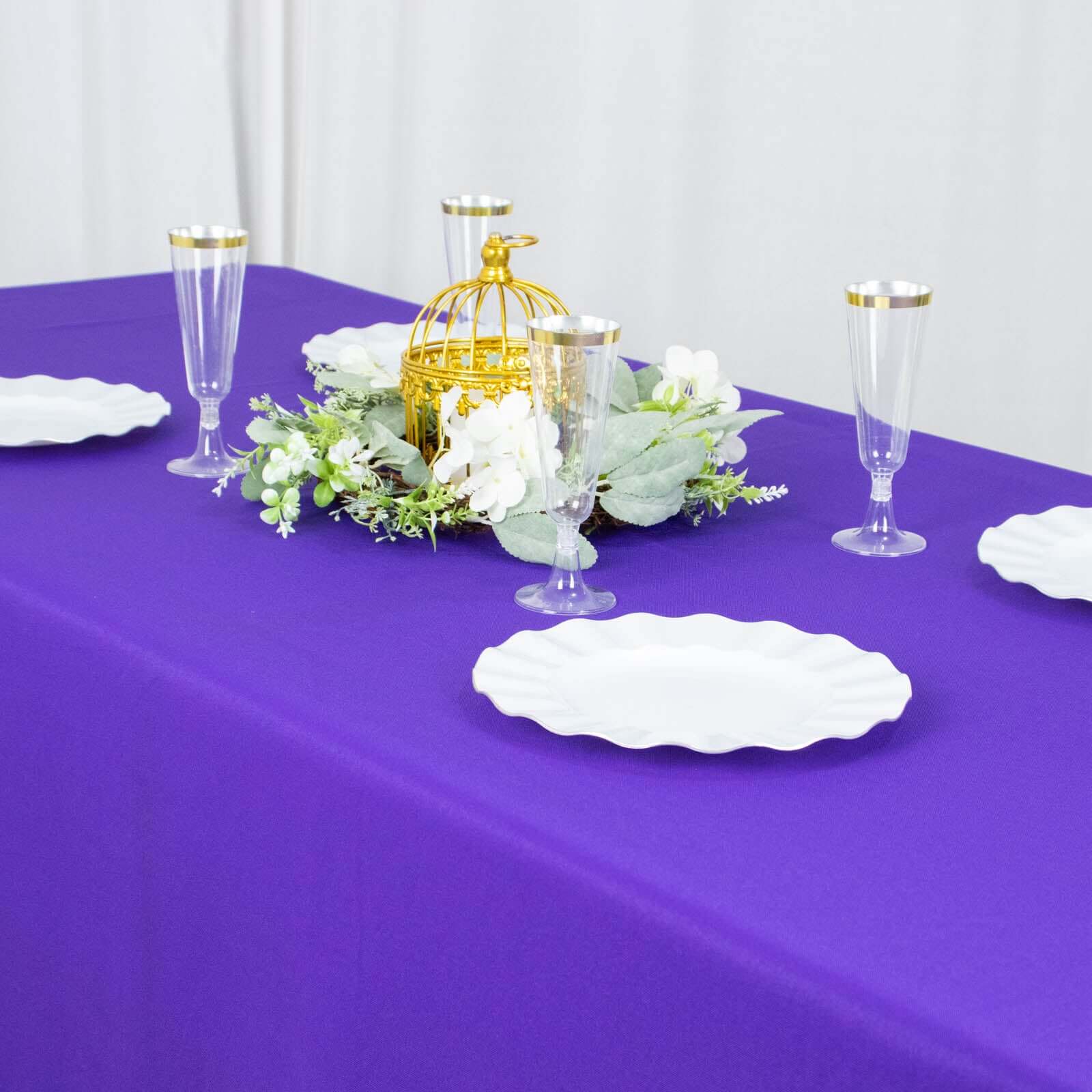 Premium Polyester 90"x132" Rectangle Tablecloth Purple - Seamless 220GSM Stain-Resistant Table Cover