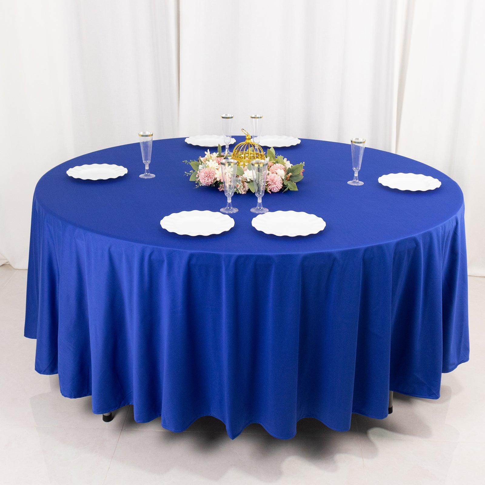 Scuba Round 108" Tablecloth Royal Blue - Wrinkle Free & Stain Resistant Table Cover