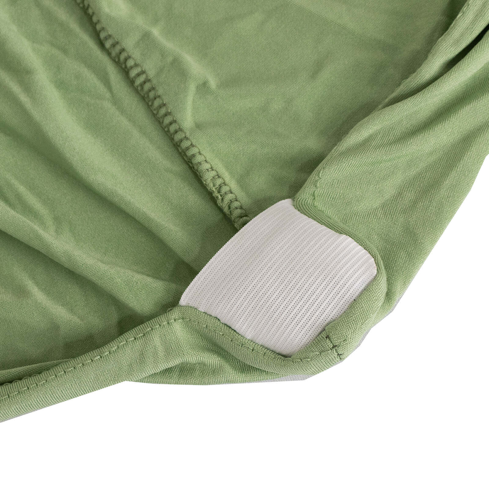 Spandex Chair Cover with Silver Rhinestone Buckled Sash Band Sage Green - Stretch Fitted Slipcover