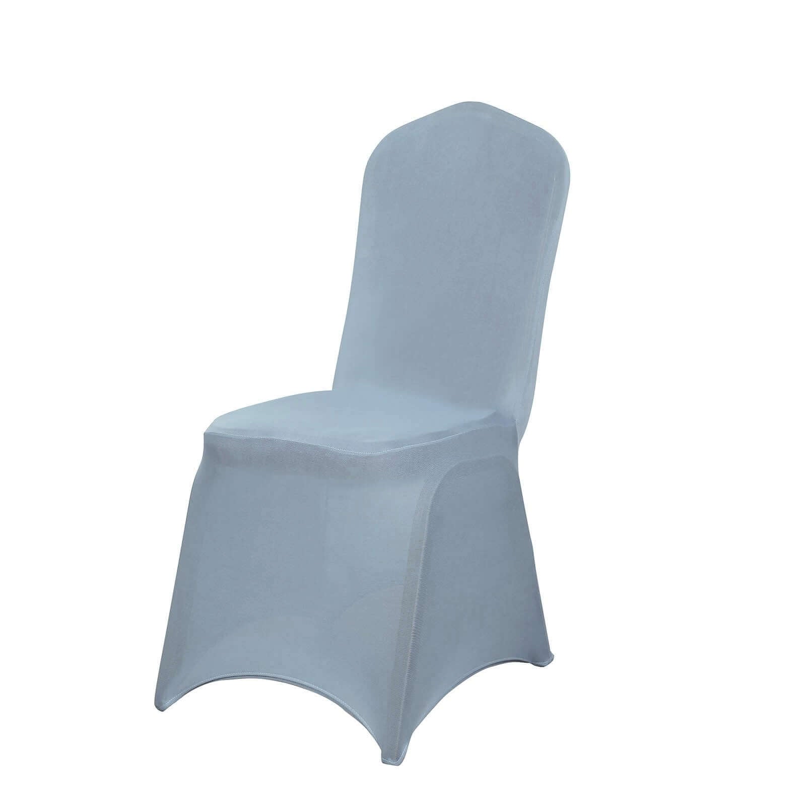 Spandex Chair Cover for Banquet Chairs Dusty Blue - Stretch 160GSM Fabric with Slip-On Slipcover