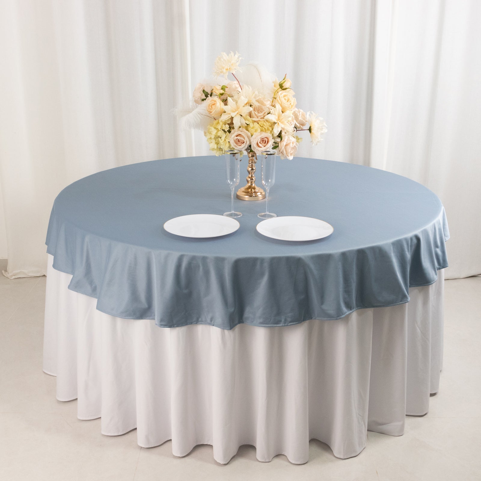 Scuba Round 70" Tablecloth Dusty Blue - Wrinkle Free & Stain Resistant Table Cover