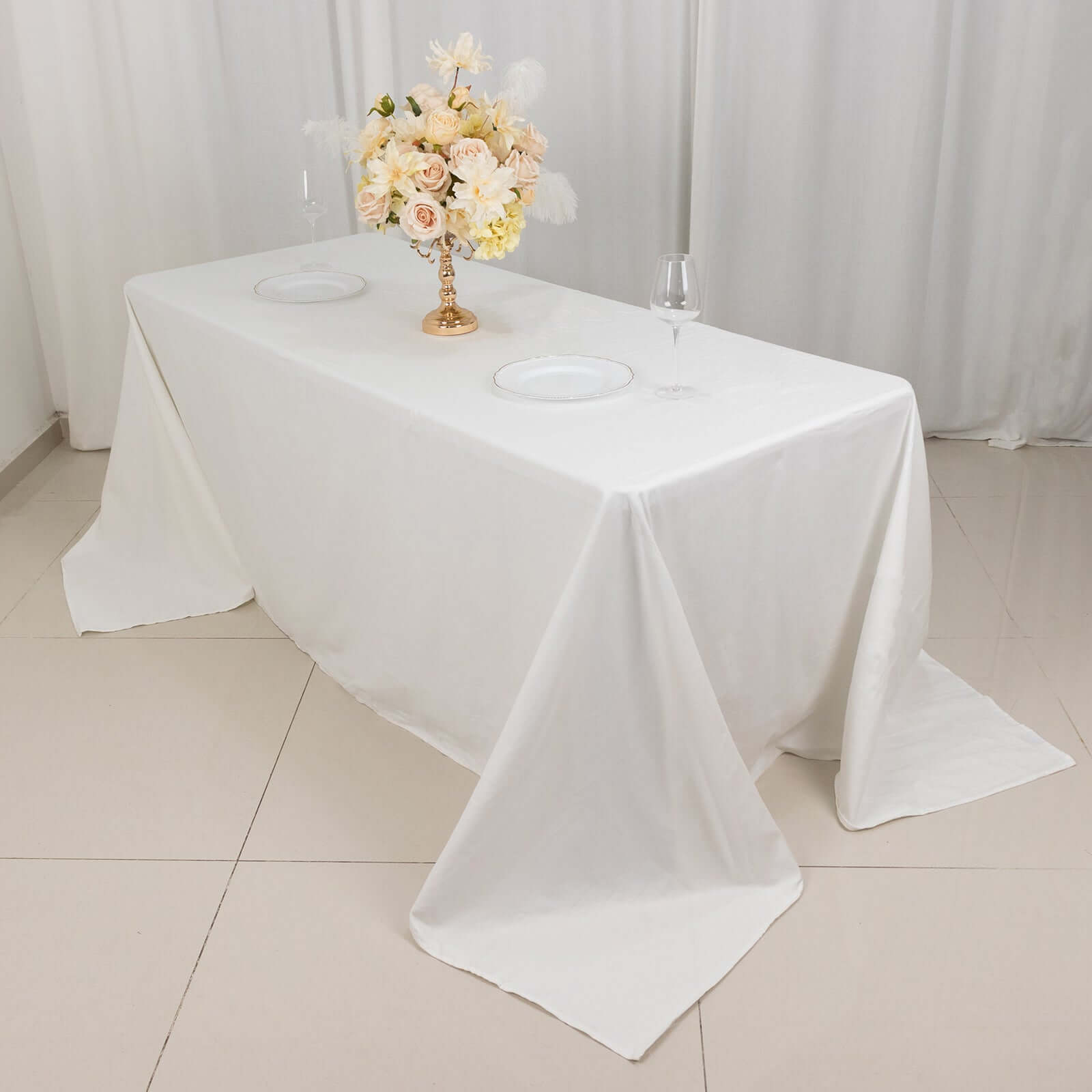 100% Cotton 90"x132" Rectangle Tablecloth White Linen - Seamless, Soft & Breathable Table Cover