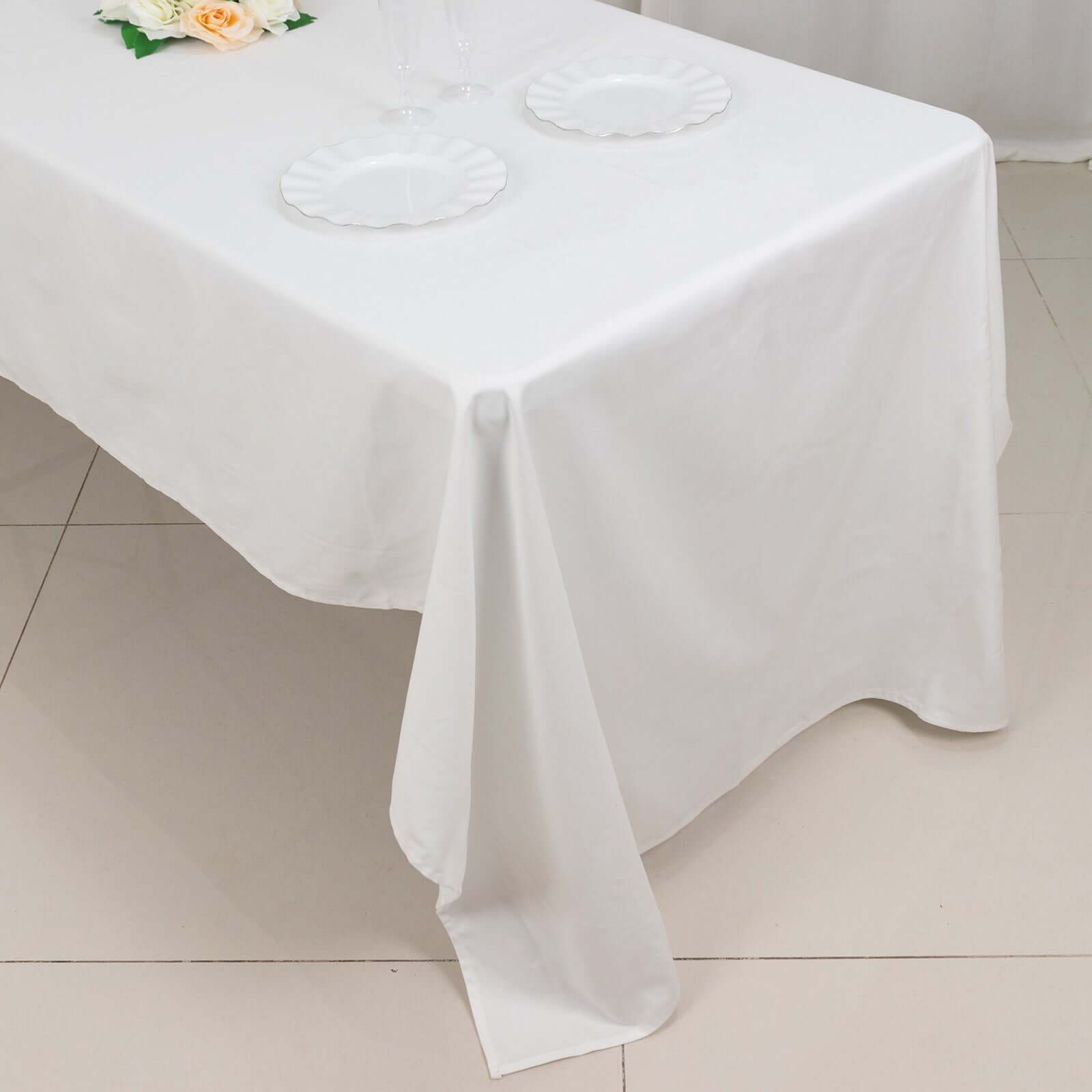 100% Cotton 60"x126" Rectangle Tablecloth White Linen - Sophisticated, Soft & Breathable Table Cover