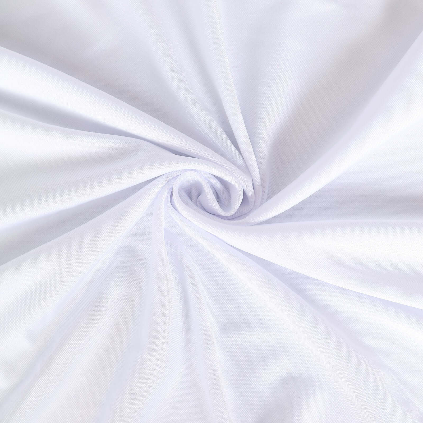 Spandex Rectangle 72"x30" Table Skirt White with Wavy Skirt-Like Effect Stylish Table Cover for Weddings, Banquets & Trade Shows
