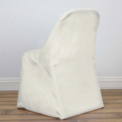 10 Pack Polyester Chair Covers for Folding Chairs Ivory - Wrinkle-Free Stain-Resistant Slip-On Slipcovers