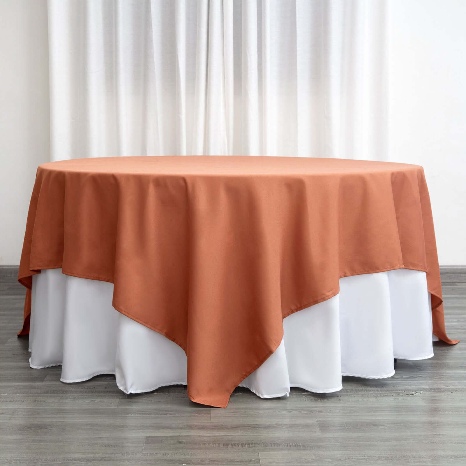 Polyester Square 90"x90" Tablecloth Terracotta (Rust) - Wrinkle-Resistant & Durable Table Cover