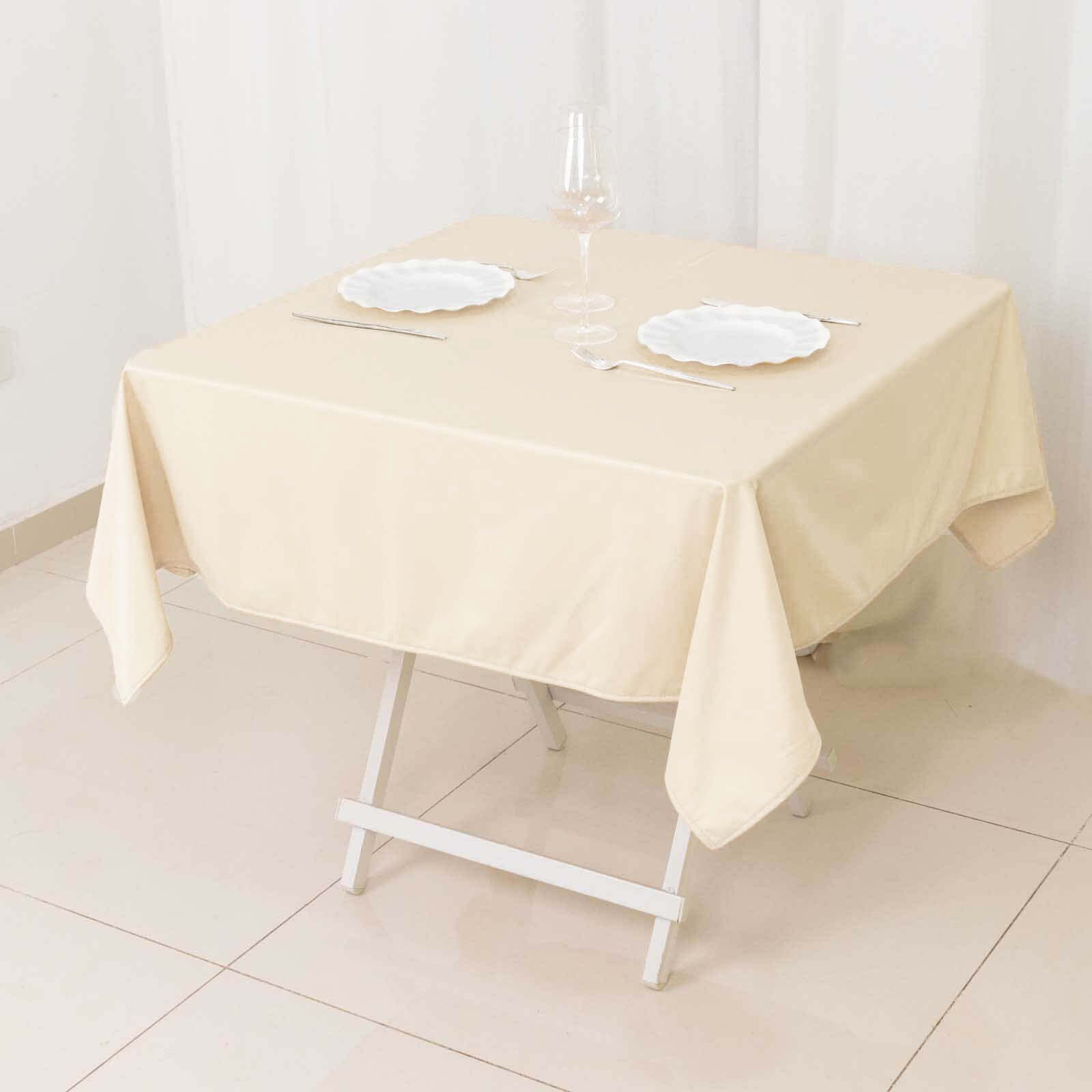 Scuba Square 54"x54" Tablecloth Beige - Wrinkle Free & Stain Resistant Table Cover