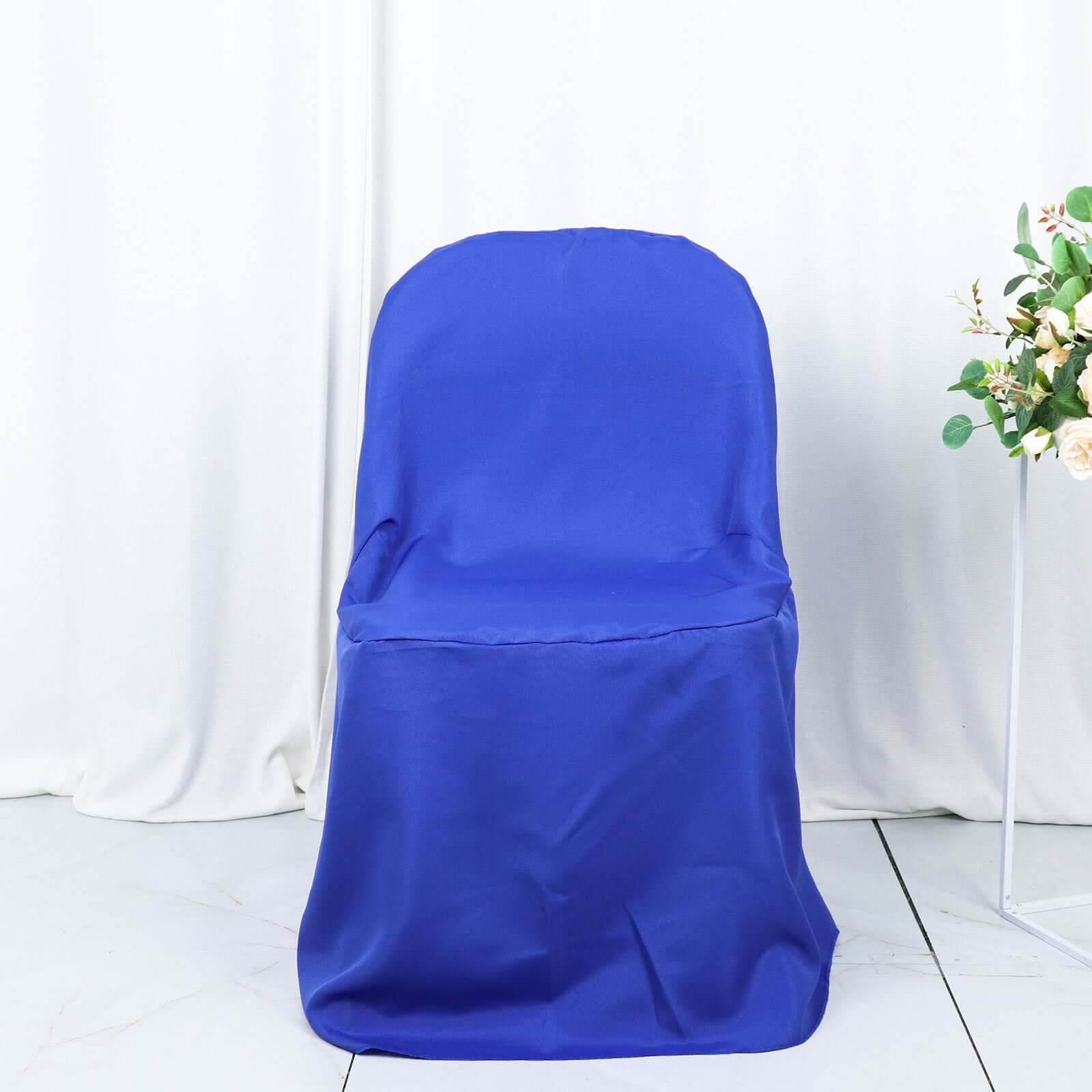 Polyester Slip On Folding Chair Covers Royal Blue - Stain-Resistant Reusable Durable Fabric