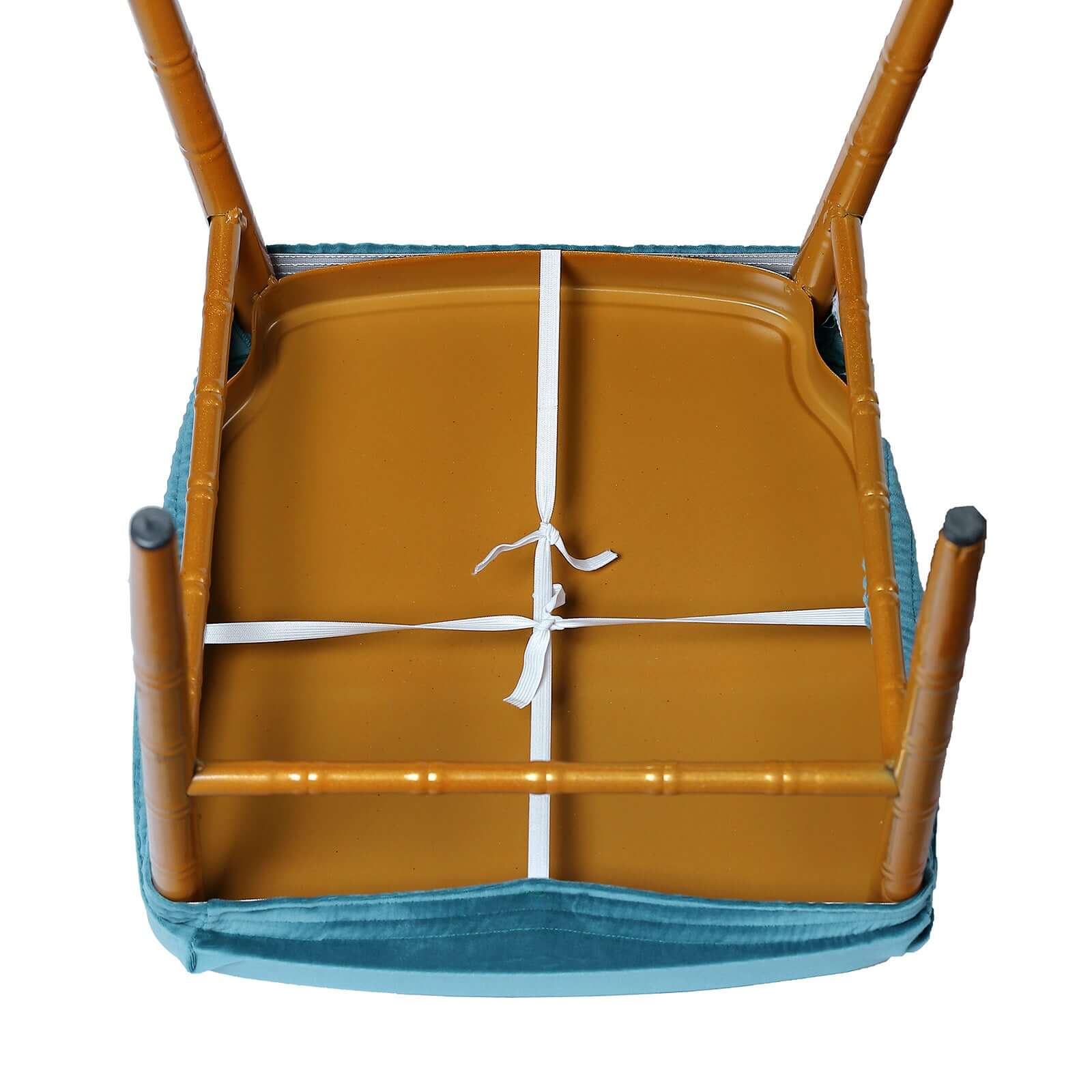 Velvet Chair Cushion Protector Stretch with Tie for Dining Chairs Teal - Durable Cover for Formal Gatherings