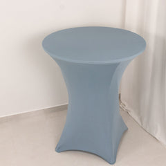 Spandex 36" Round Cocktail Table Cover Dusty Blue - Easy to Maintain Stretch Fitted Highboy Tablecloth