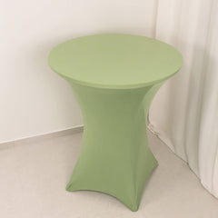 Spandex 36" Round Cocktail Table Cover Sage Green - Easy to Maintain Stretch Fitted Highboy Tablecloth
