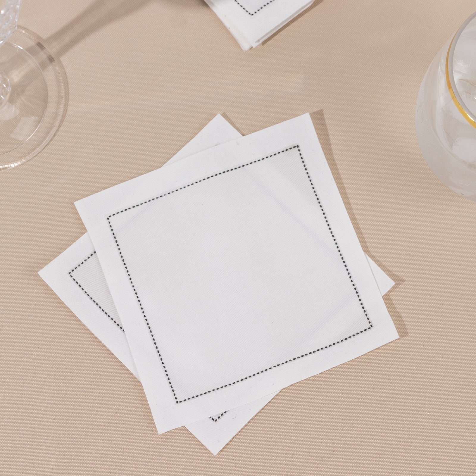 Disposable Cotton Cocktail Napkins – 50 White 4.5" x 4.5" Napkins for High-End Bars, Receptions & Parties