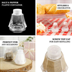 12 Pack 2.5" Clear Plastic Salt and Pepper Shakers Party Favor Gifts