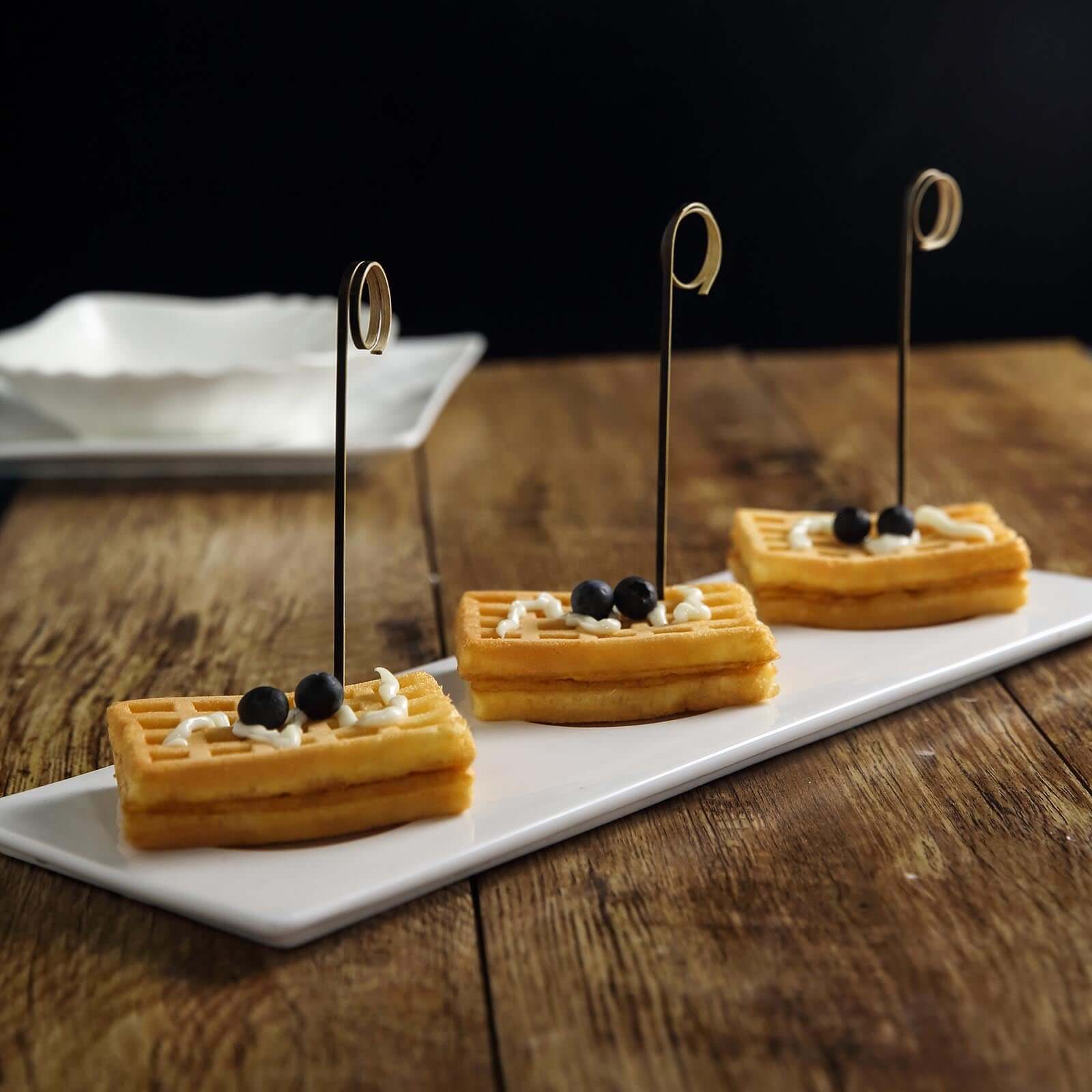 100-Pack Bamboo Cocktail Sticks Black Loop Ring Decorative Top Design - Eco Friendly Party Picks 5"