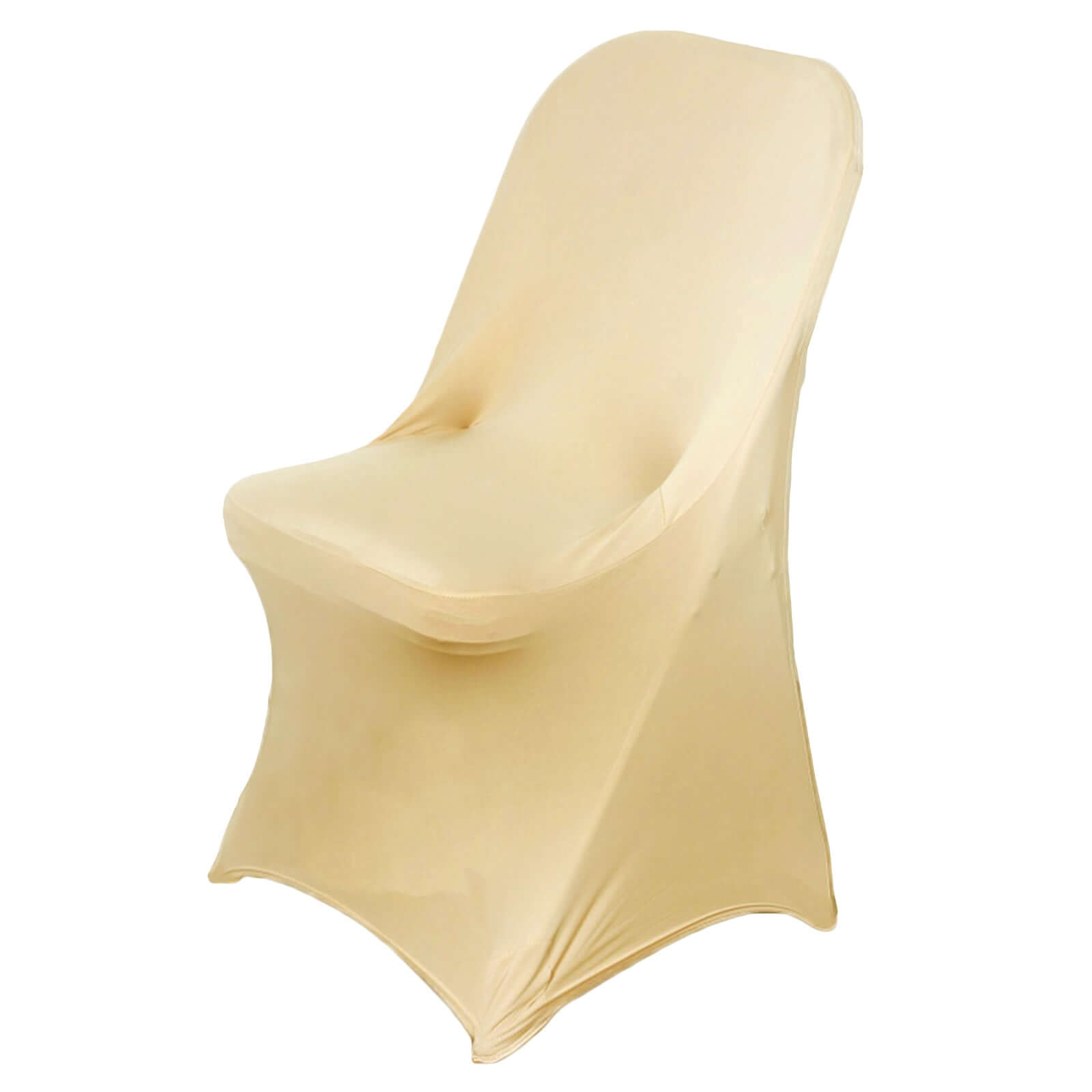 Stretch Spandex Chair Cover Champagne for Folding Chairs - Reusable & Wrinkle-Resistant 160GSM Fitted Slipcover