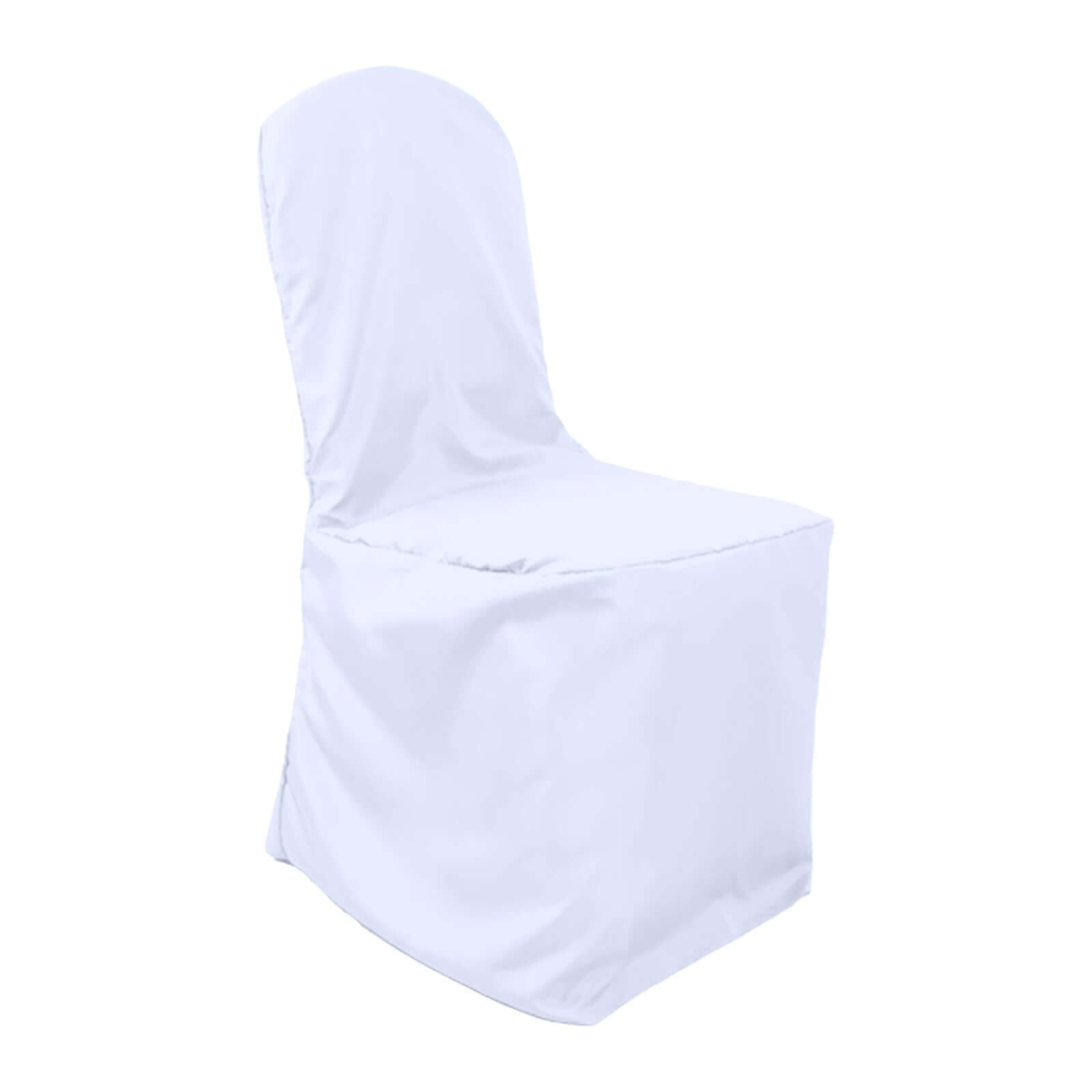 Polyester Slip On Banquet Chair Covers White - Stain-Resistant Reusable Durable Fabric