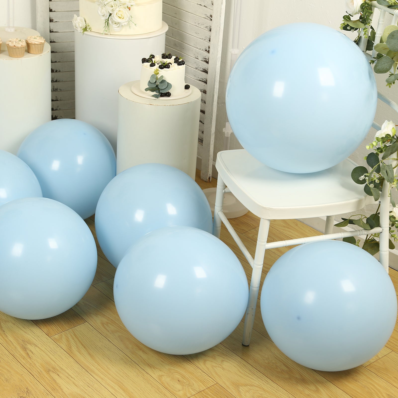 10 Pack Matte Pastel Ice Blue Biodegradable Balloons 18", Round Eco-friendly Thick Latex Party Balloons