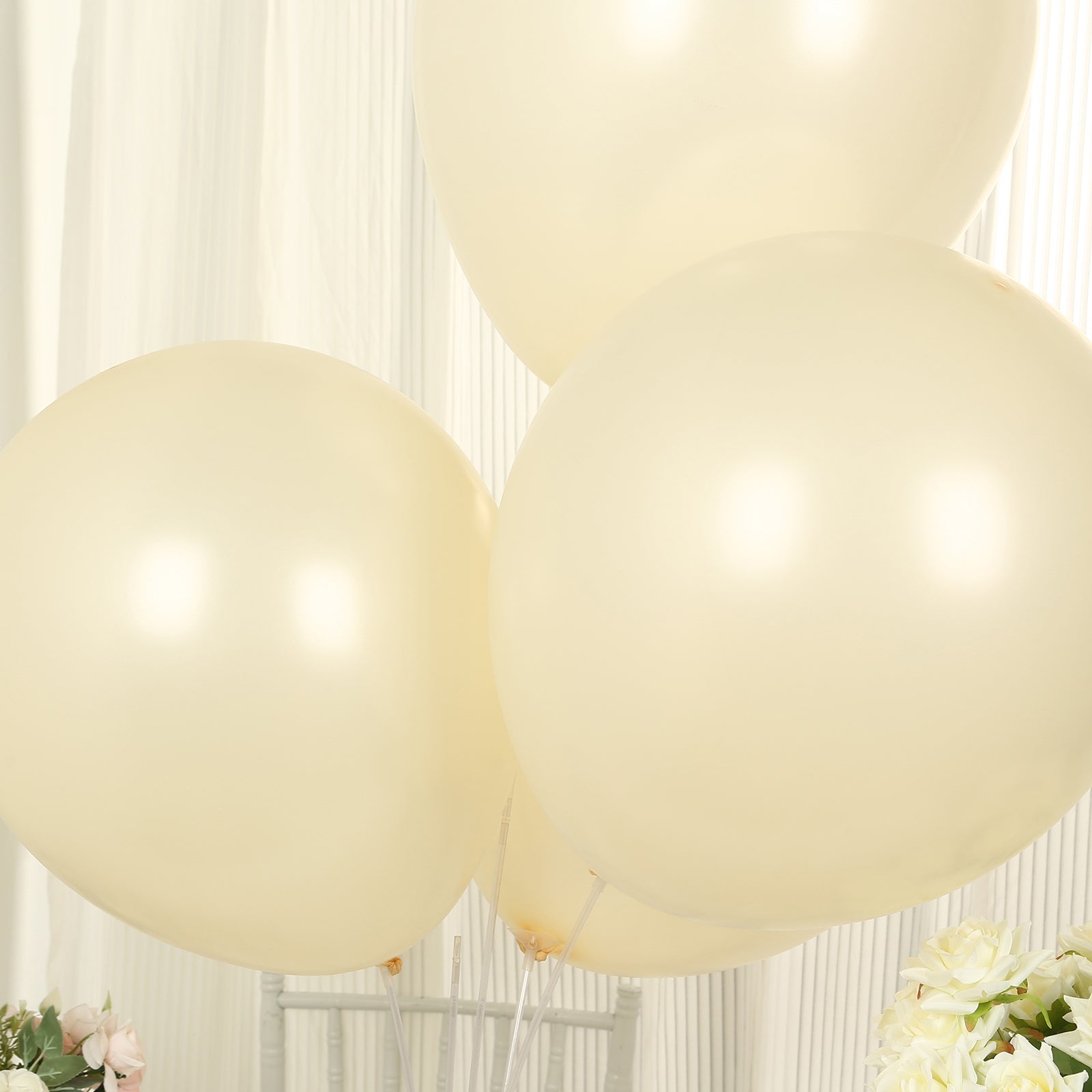 10 Pack Matte Pastel Cream Biodegradable Balloons 18", Round Eco-friendly Thick Latex Party Balloons