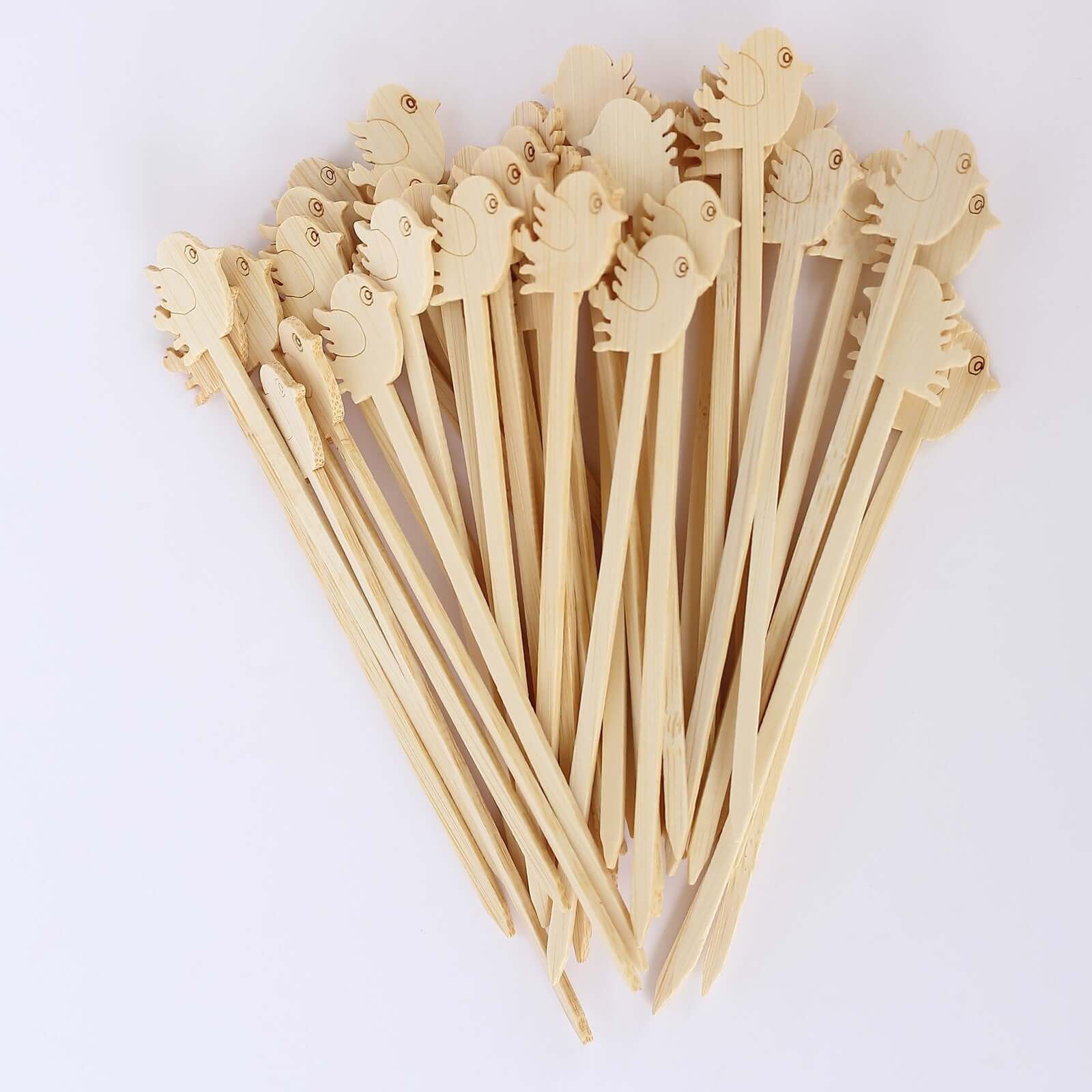 100-Pack Bamboo Cocktail Sticks Bird Design Eco Friendly Natural - Biodegradable Fruit Appetizer Party Picks 5"