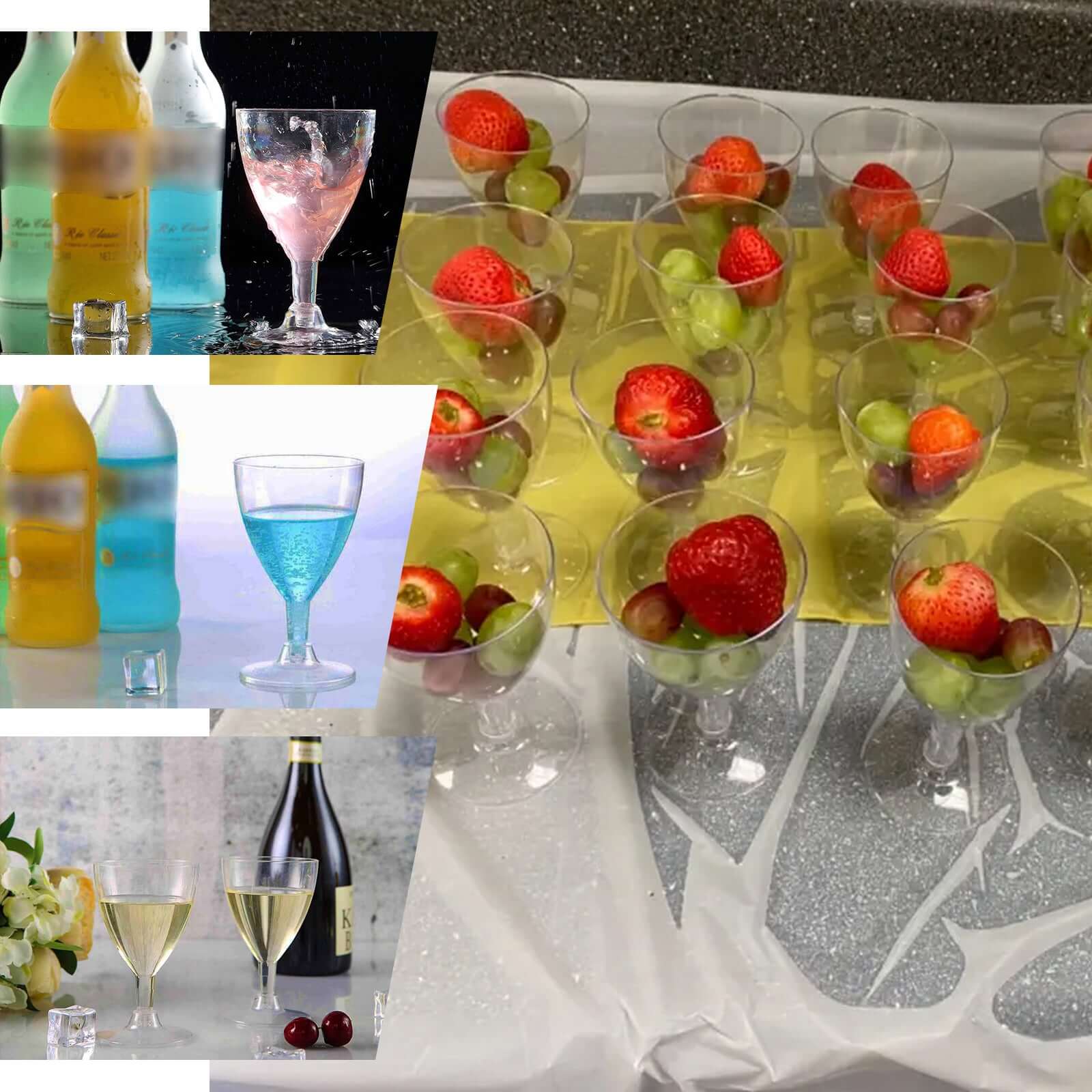 12-Pack Plastic Wine Glasses Clear Short Hollow Stem - Stylish Disposable Cups for Wine 6oz