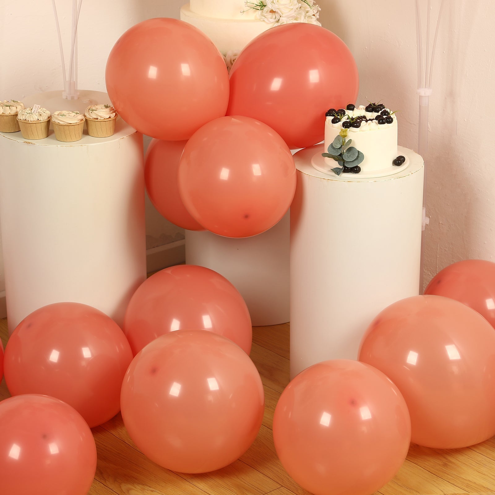 50 Pack Matte Pastel Dusty Rose Biodegradable Balloons 12", Round Eco-friendly Thick Latex Party Balloons