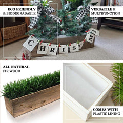 Whitewash Wood Planter Rectangular Box 24"x6"- Natural Decor with Removable Plastic Liner for Tables