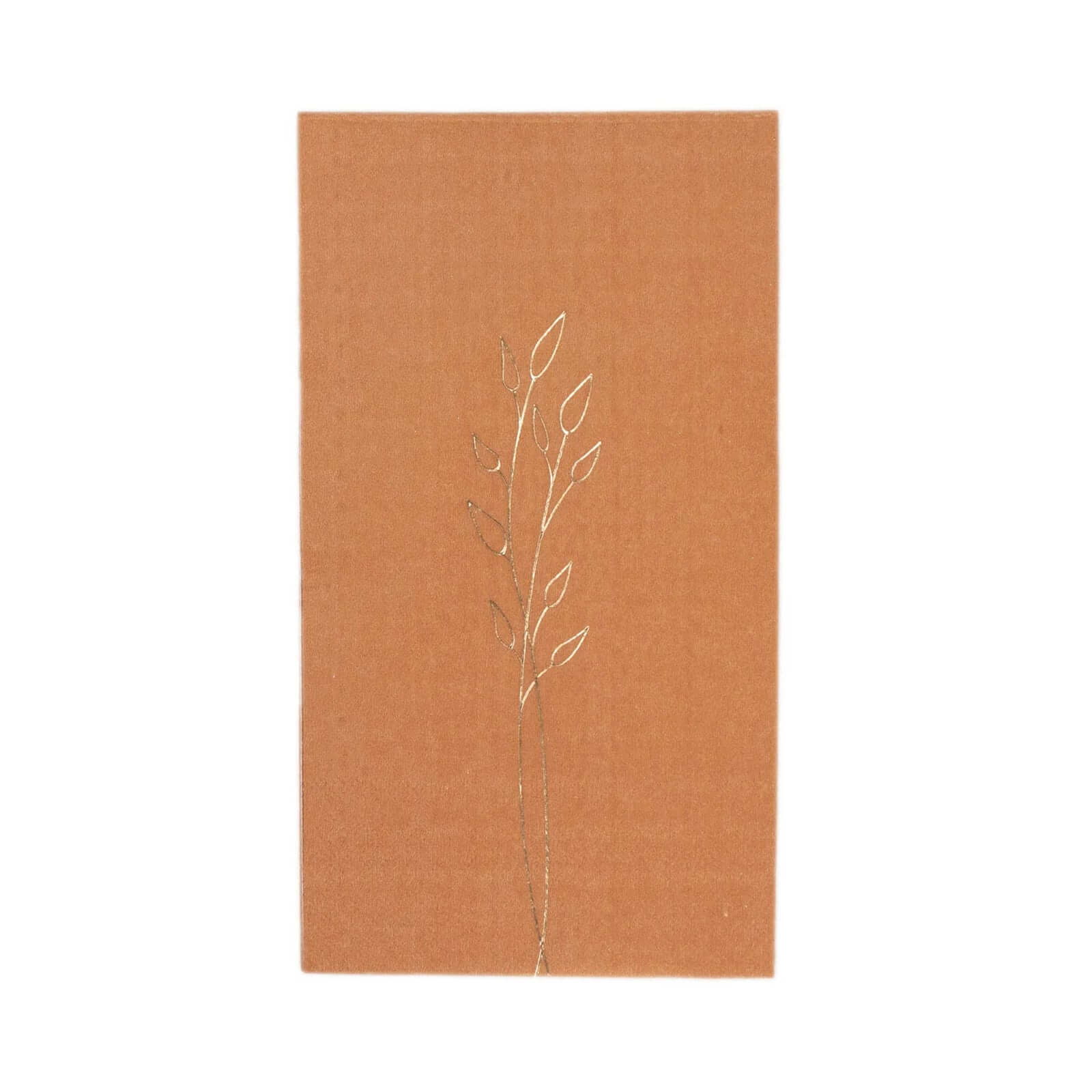 50-Pack Paper Dinner Napkins Terracotta (Rust) with Gold Embossed Leaf - Stylish 2-Ply Disposable Napkins for Weddings 18GSM