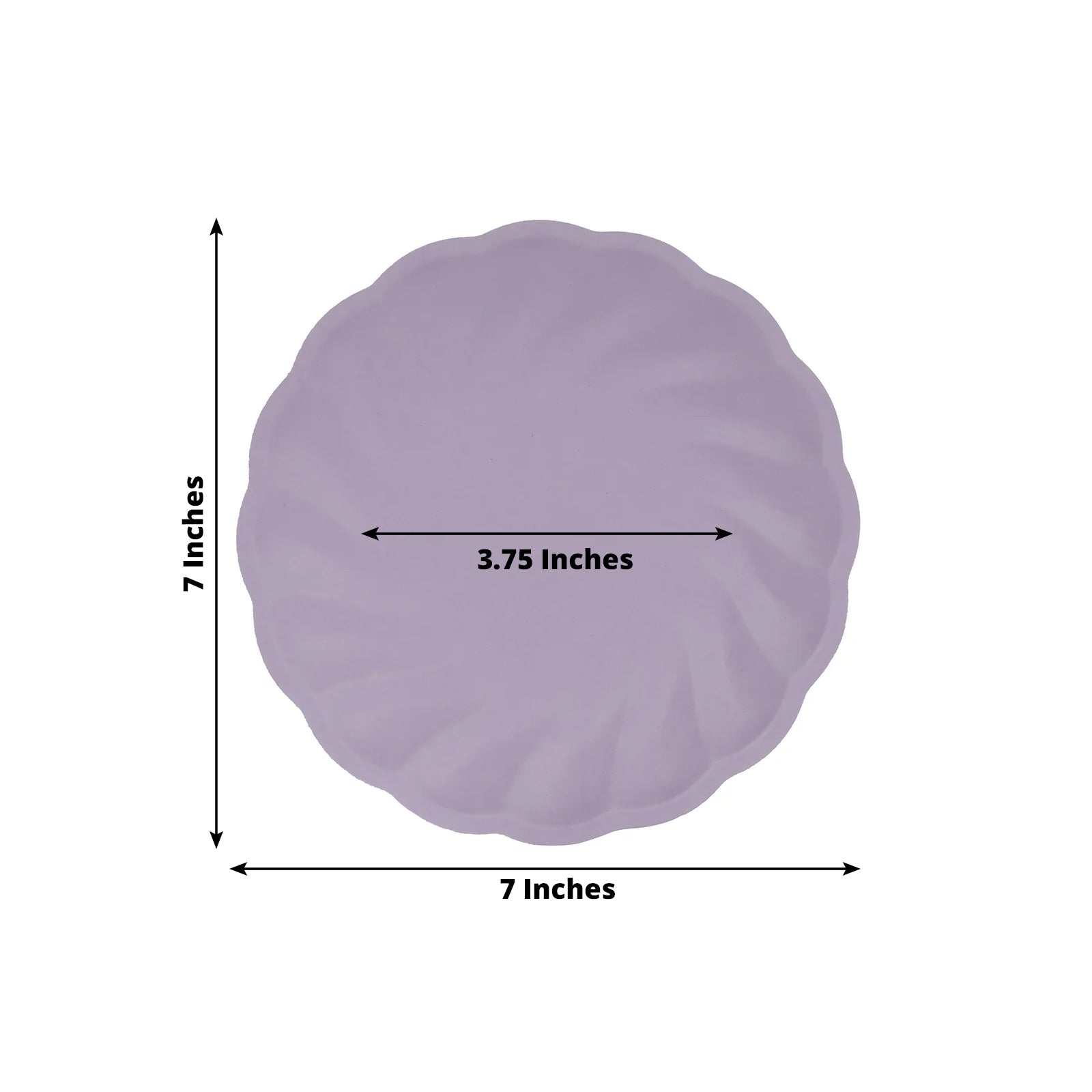 20 Pack Biodegradable Salad Plates in Lavender Lilac – 7" Swirl Scalloped Pastel Color Compostable Bamboo Dessert Plates, Elegant Disposable Tableware