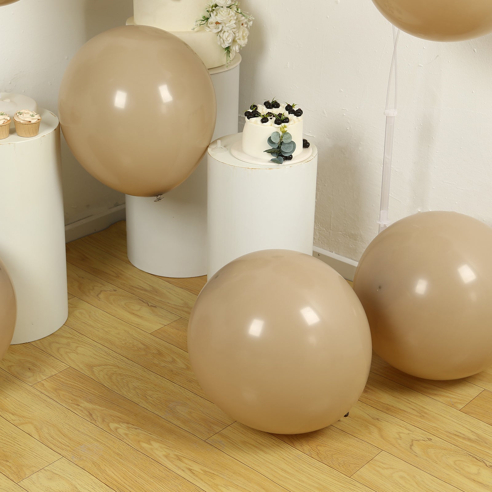 10 Pack Matte Pastel Taupe Biodegradable Balloons 18", Round Eco-friendly Thick Latex Party Balloons