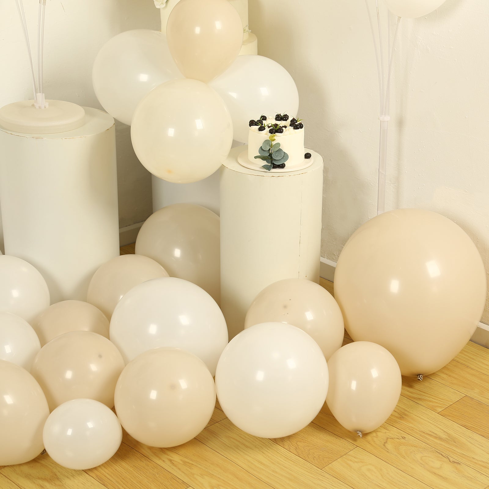 Set of 95 White Beige Biodegradable Balloon Arch Kit, Extra Strong Eco-friendly Latex Party Balloon Garland