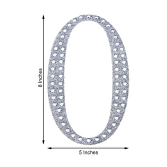 Decorative Rhinestone Number "0" Stickers, Glitter Adhesive Craft Numbers Silver DIY Sparkle Embellishments 8"