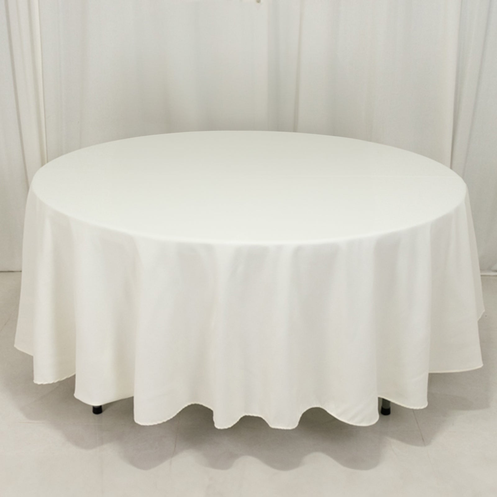 Cotton Blend 108" Round Tablecloth Ivory - Wrinkle-Resistant Design