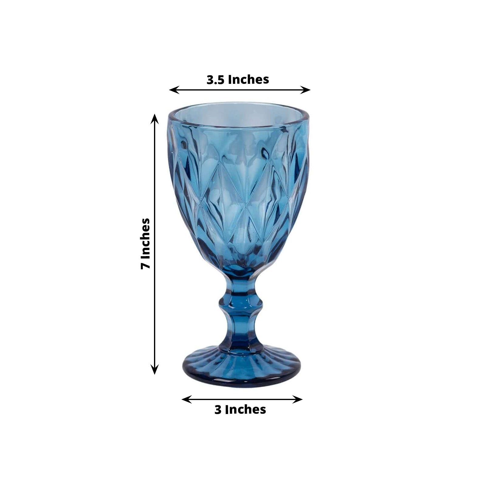 6-Pack Wine Glasses Ocean Blue Embossed Crystal Cut Design Stemmed - Colored Goblets for Parties & Events 12oz 7"