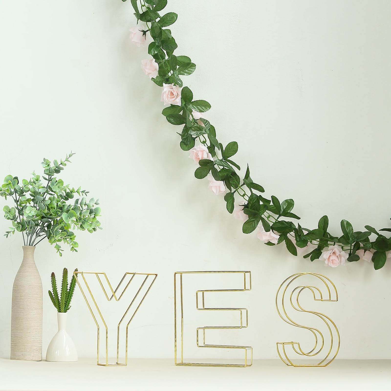 8" Tall Gold Freestanding 3D Decorative Wire Letter, Wedding Centerpiece - E