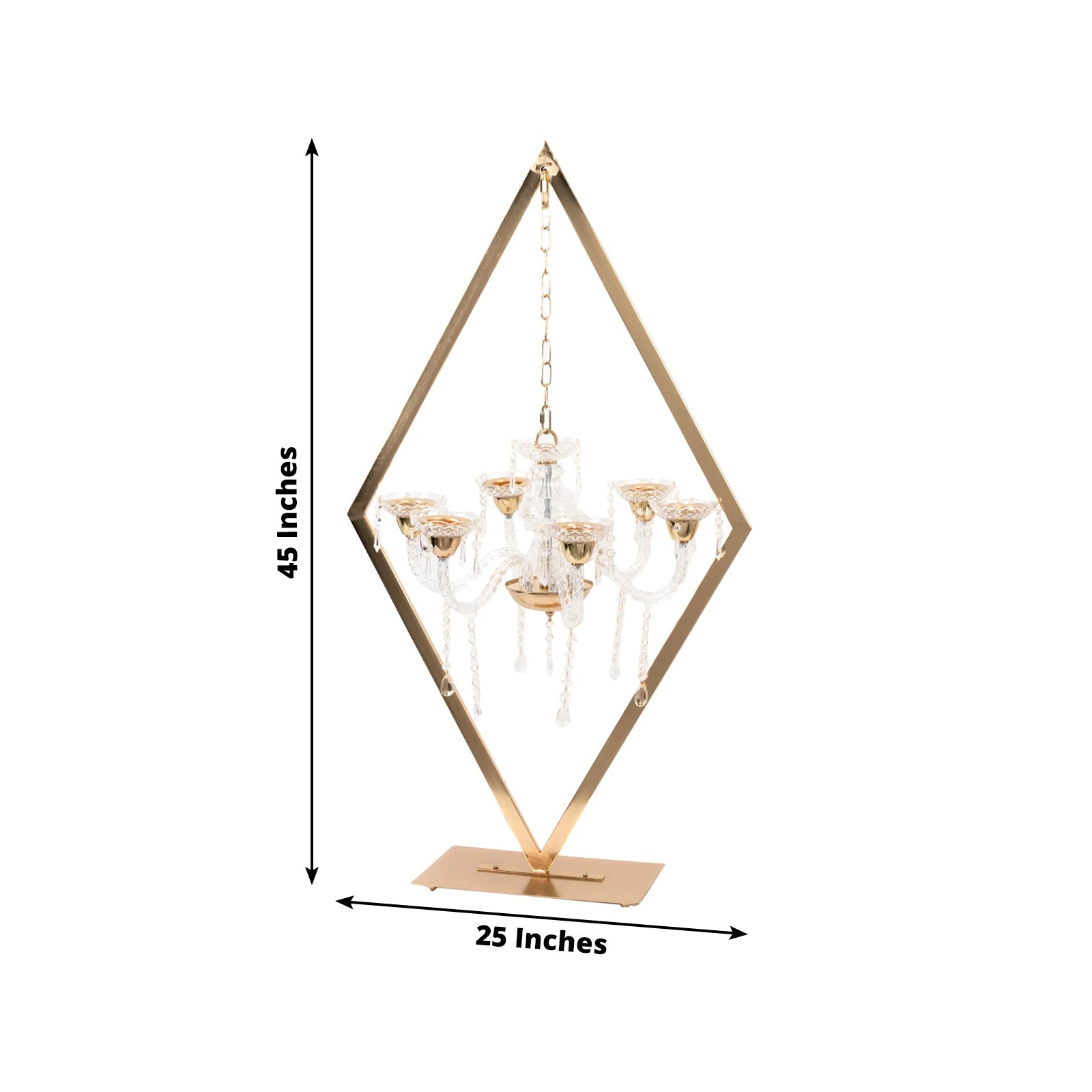 Gold 6-Arm Acrylic Candelabra Centerpiece – 45" Tall Diamond Frame Table Décor with Candle Holders