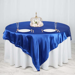 Satin 90"x90" Table Overlay Square Tablecloth Royal Blue - Smooth Finish Table Topper