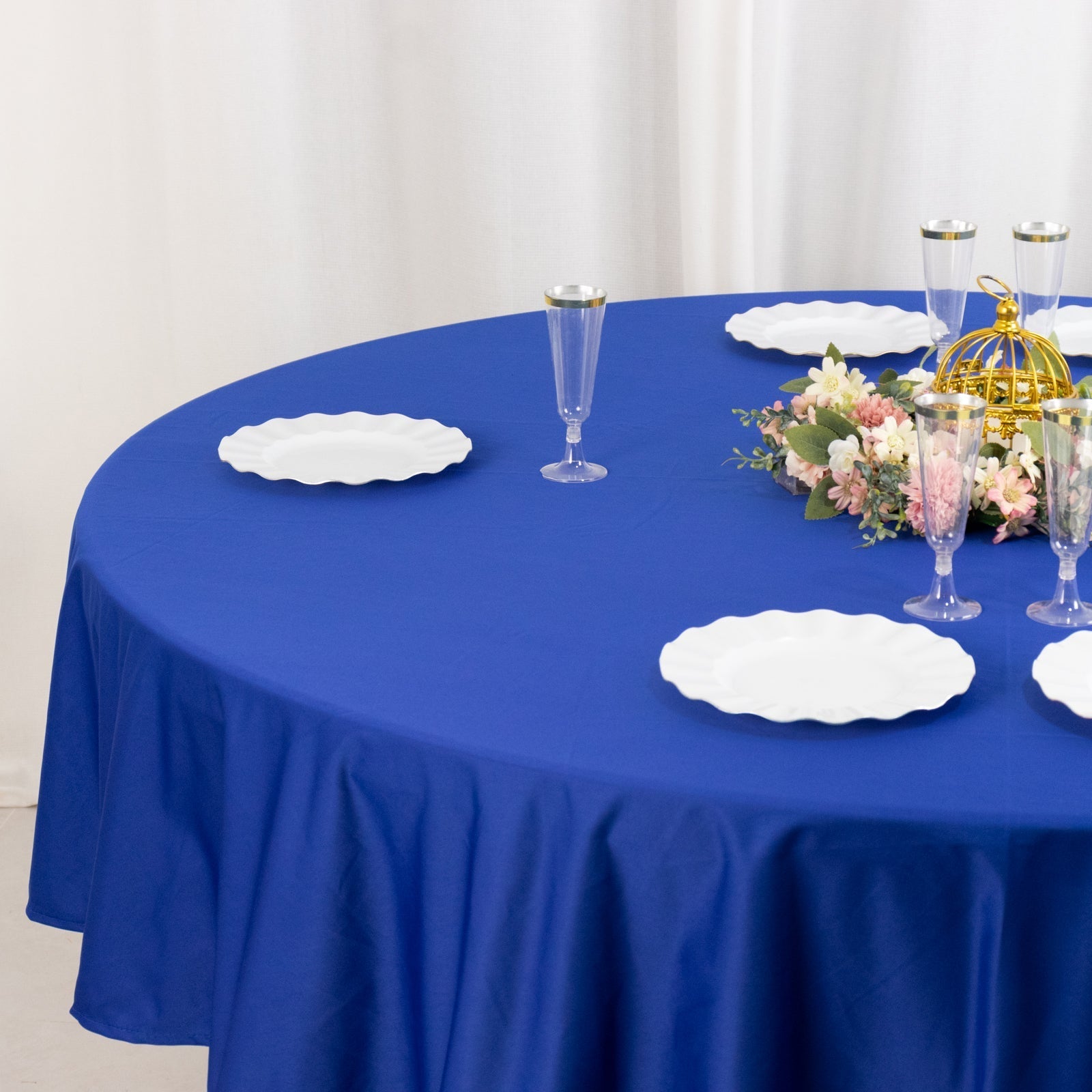 Scuba Round 90" Tablecloth Royal Blue - Wrinkle Free & Stain Resistant Table Cover