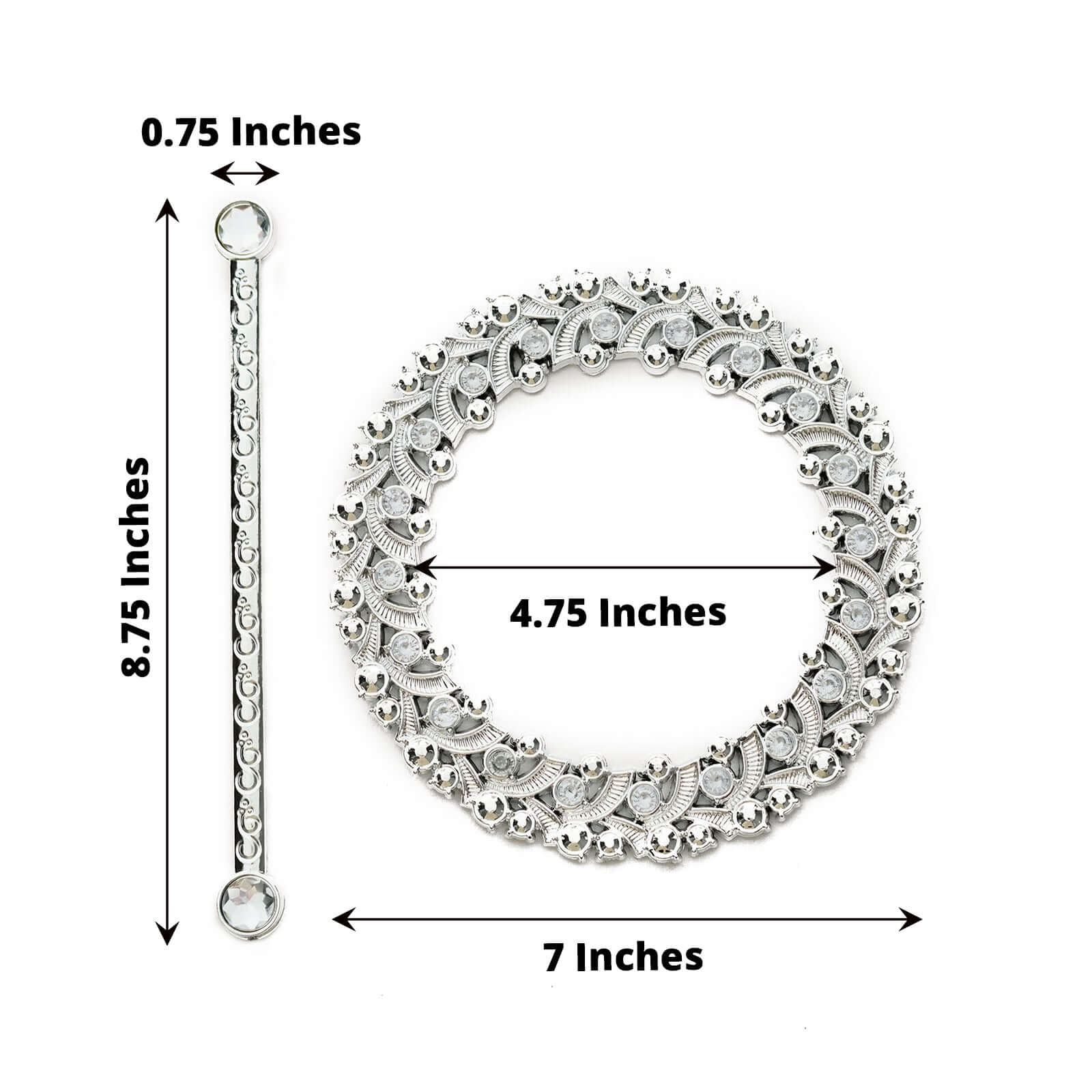 2 Pack 7" Silver Barrette Style Acrylic Crystal Curtain Tie Backs, Round Backdrop Drapery Brooch Holdbacks