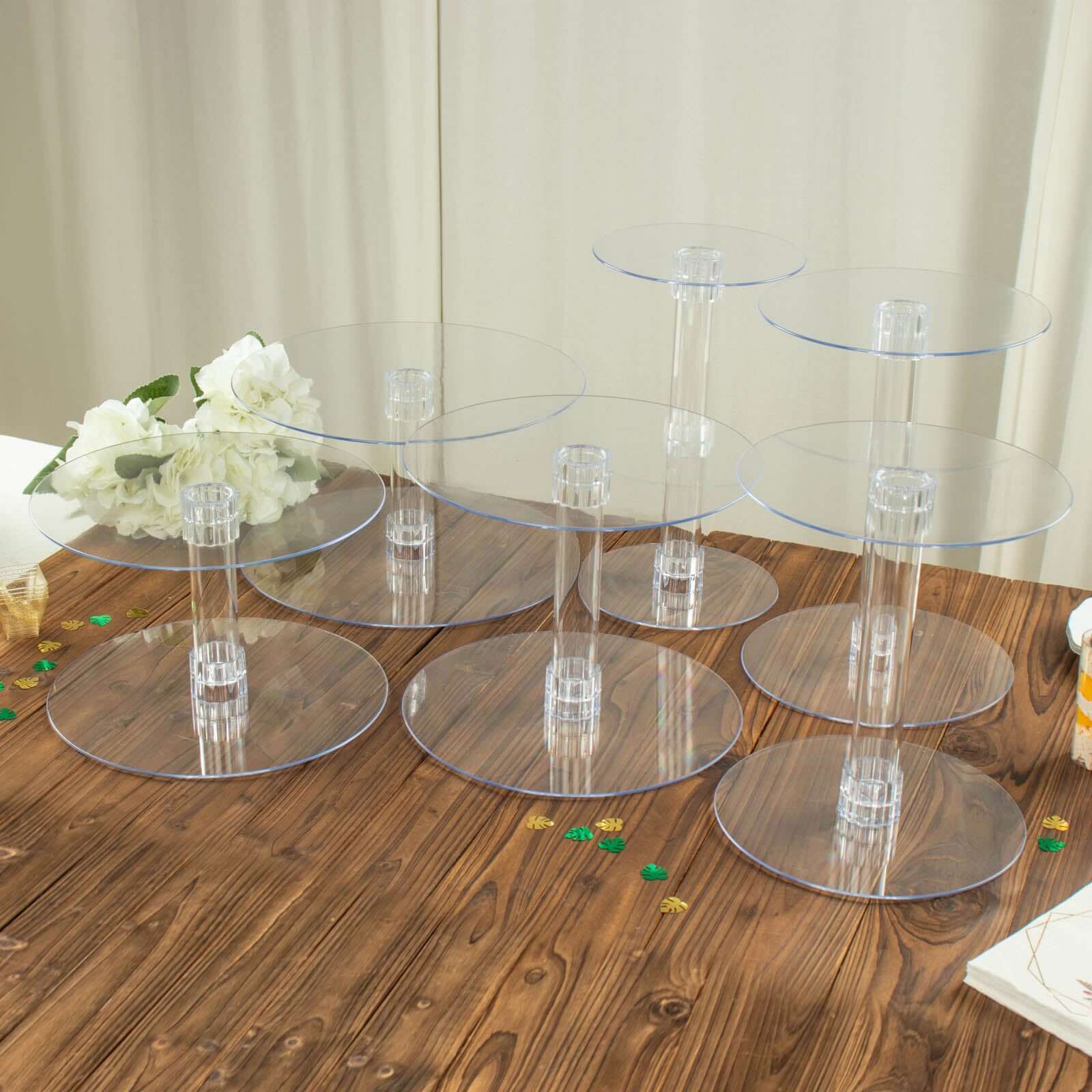 6-Tier Acrylic Cake Stand Set Clear - Assorted Sizes for Buffet Party Tables