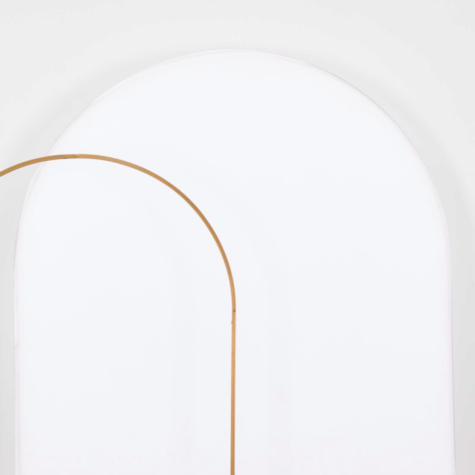 8ft Matte White Spandex Fitted Wedding Arch Cover For Round Top Chiara Backdrop Stand